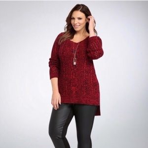 Torrid Red Marled Knit Cable Stitch Sweater Size 3x